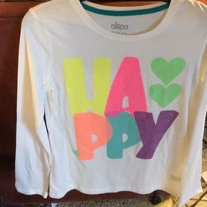 Girls size XL LS off-white shirt with glitter